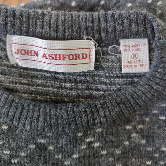 Vintage John Ashford Gray Patterned Knit long sleeve Sweater Acrylic Wool sz XL - Picture 5 of 13